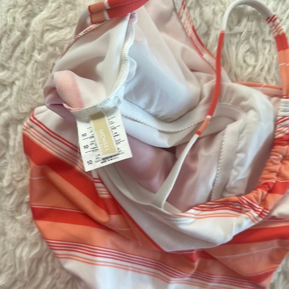 MICHAEL Michael Kors Burnt Orange & White One Piece Swimsuit